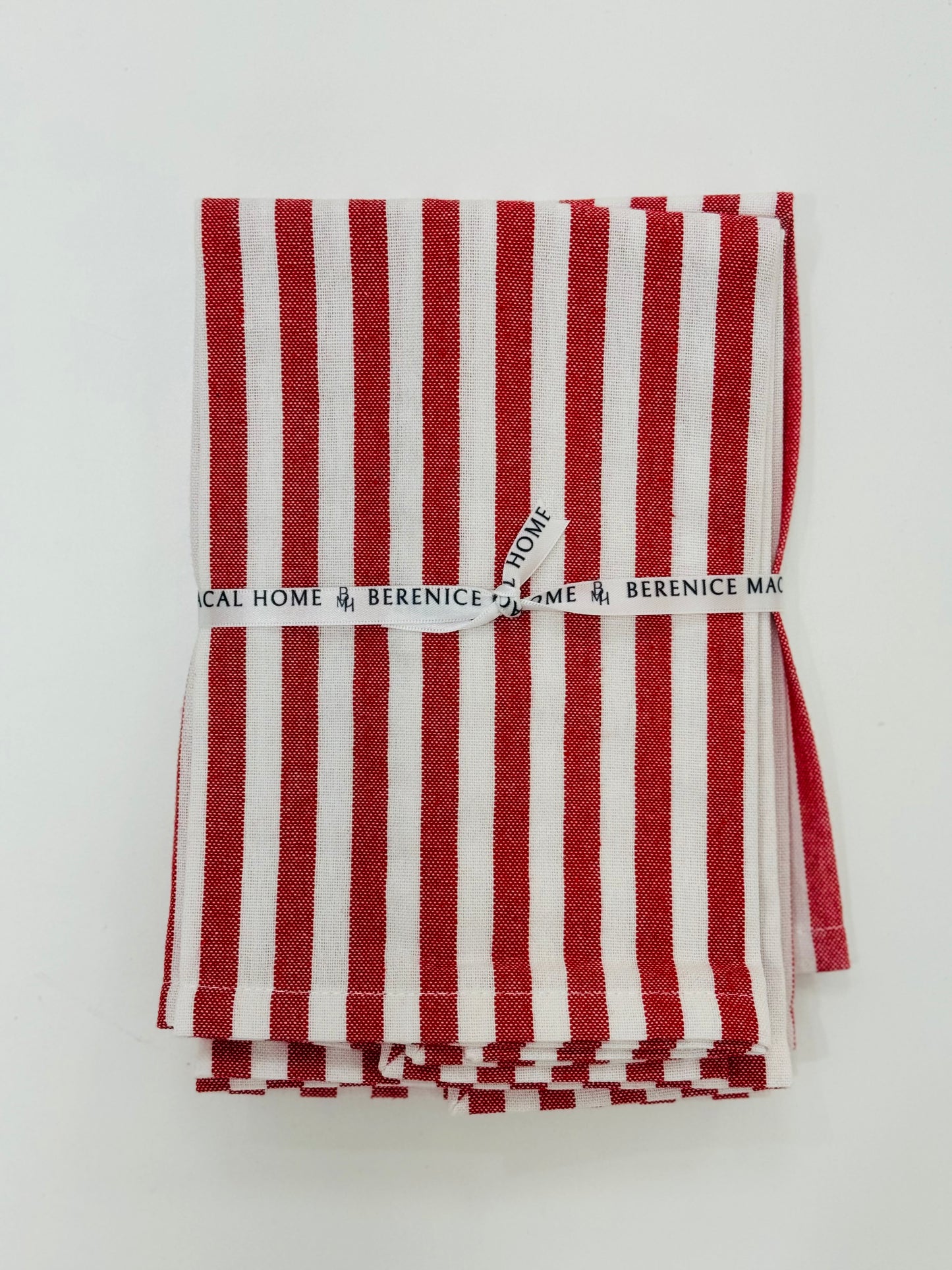 Linen Napkins Red & White Stripes