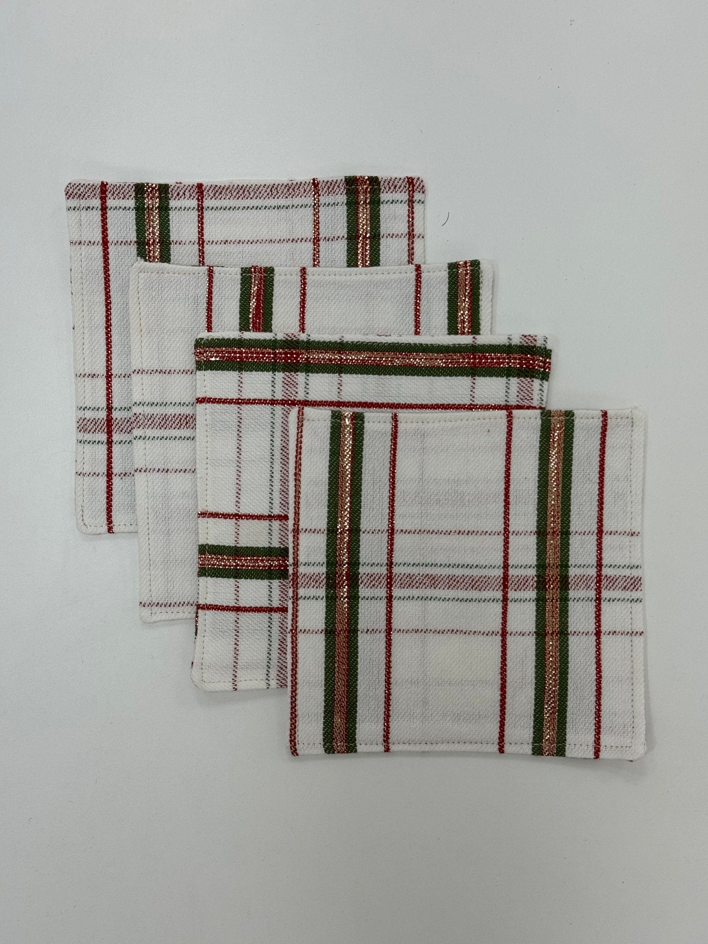 Linen Coasters Christmas Plaid