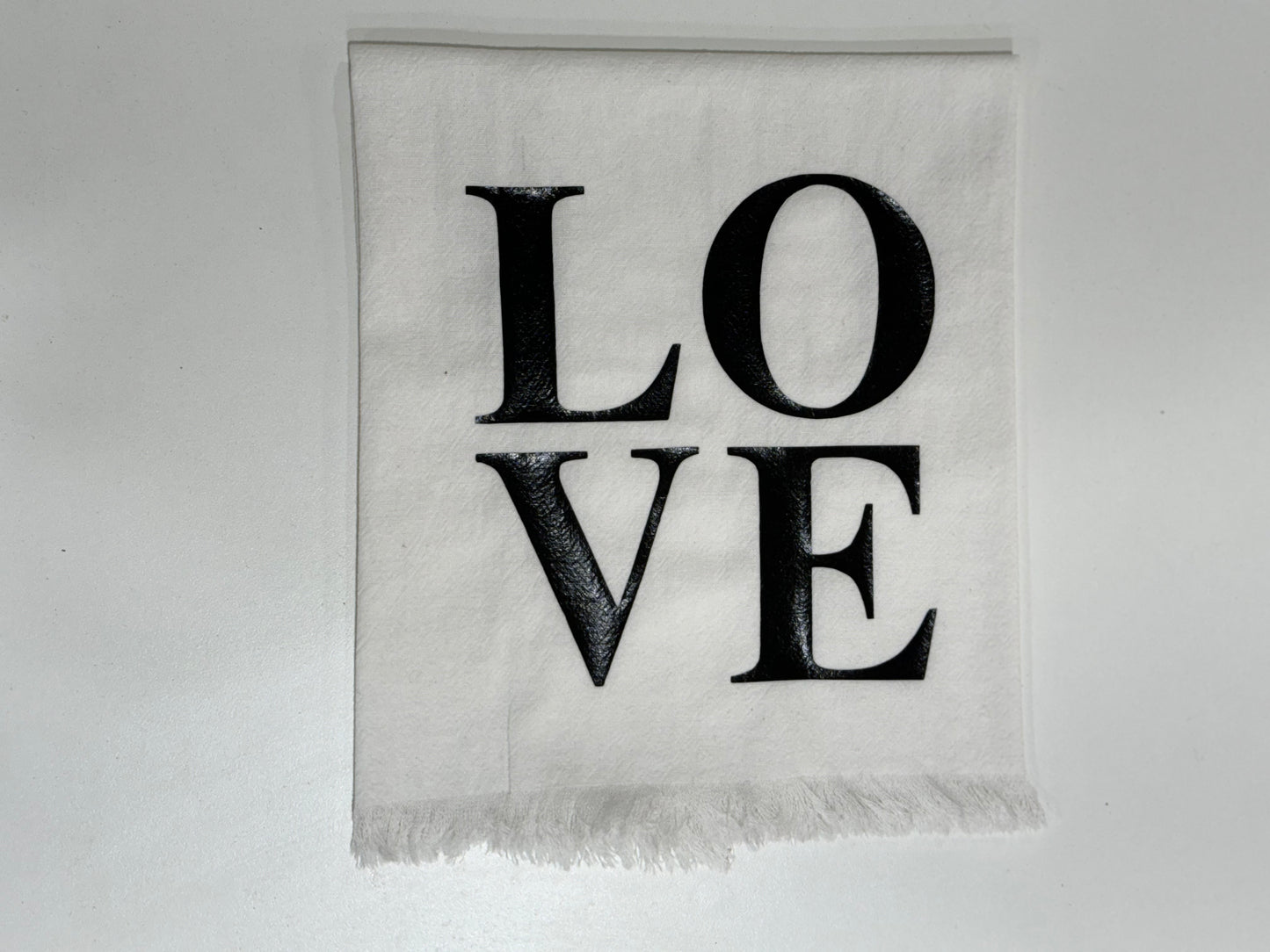 Linen Towel LOVE  White & Black