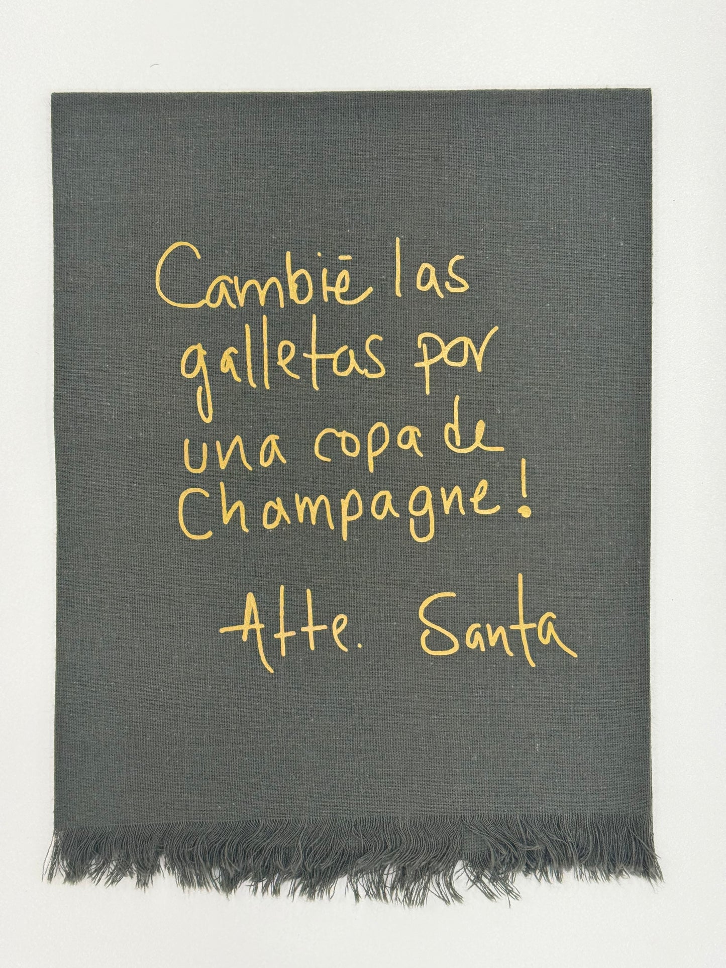 Linen Towel Gray & Gold Atte. Santa