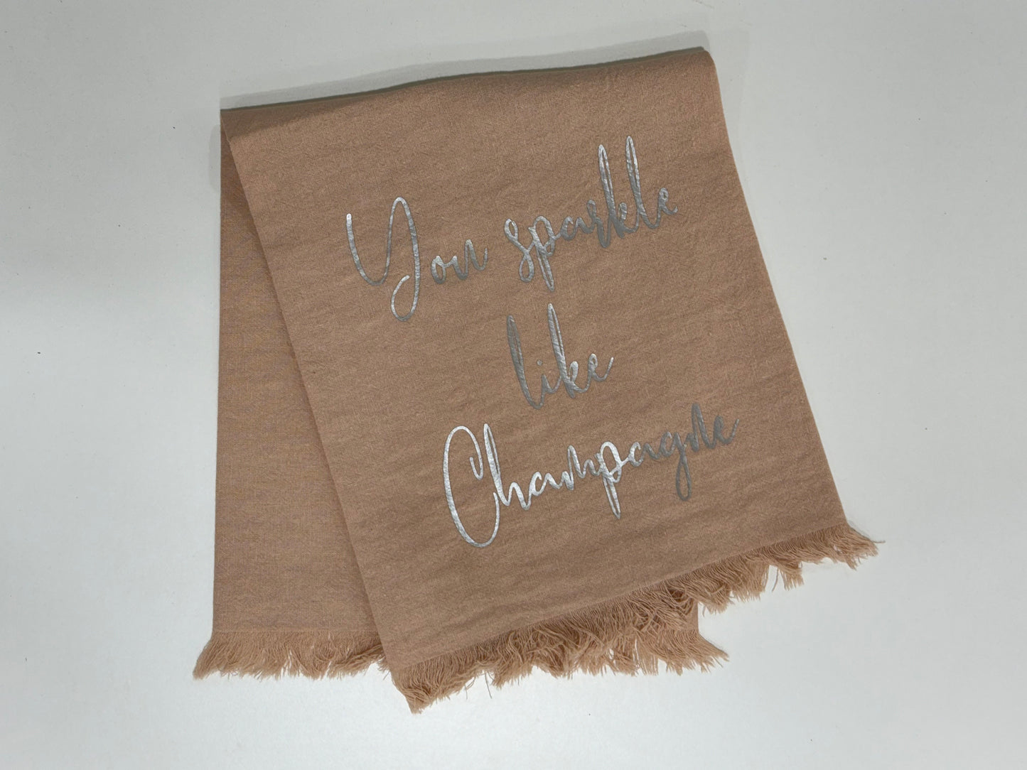 Linen Towel Sparkle like Champagne Ivory & Silver