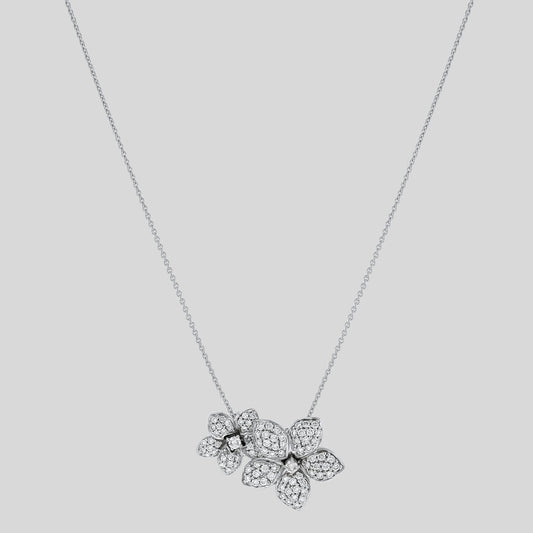 Lab Grown Diamond Flower Petal Pendant Necklace