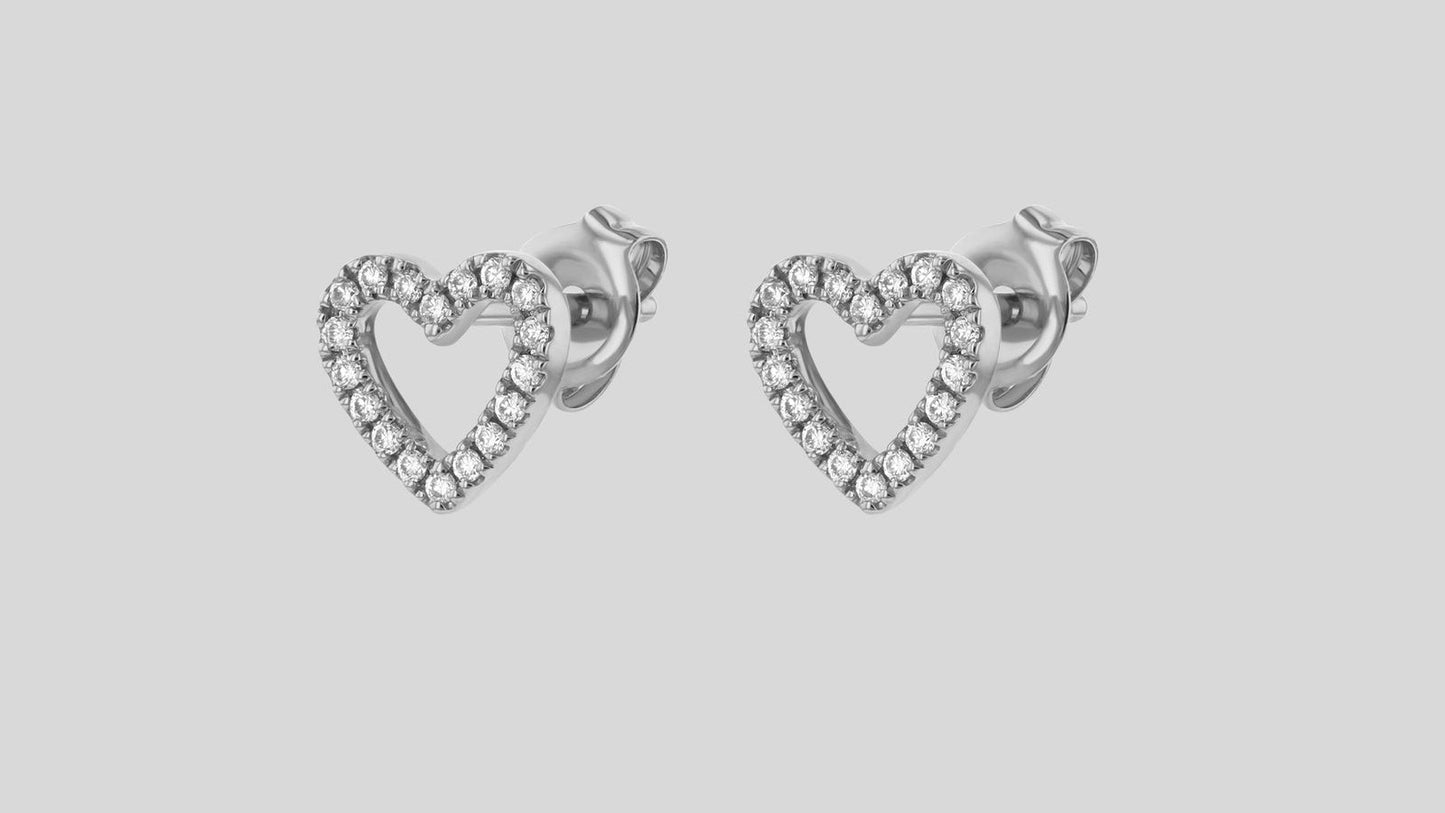 Diamond Open Heart Stud Earrings