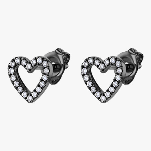 Diamond Open Heart Stud Earrings