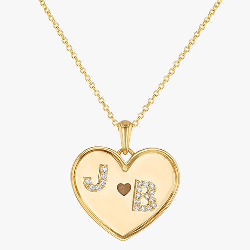 Personalized Diamond Initial Heart Necklace