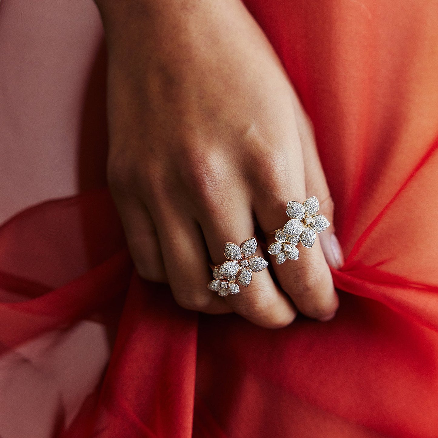 Diamond Flower Petal Ring